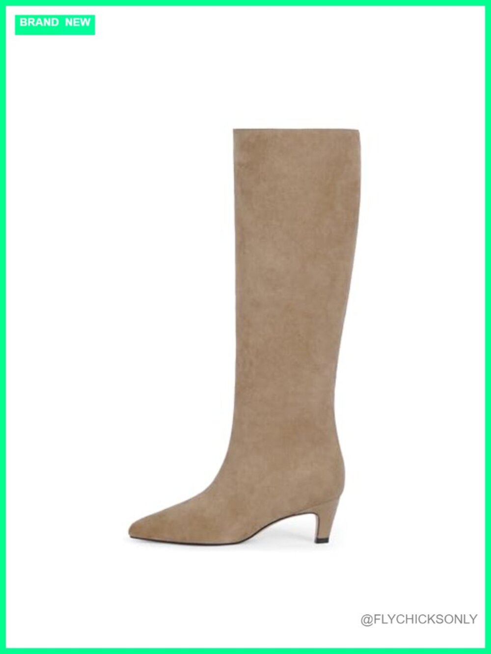 Kitten Heel Knee High Boots Square Toe Faux Suede Tall Boots